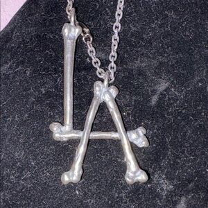Silver Bone Letter Pendant Necklace